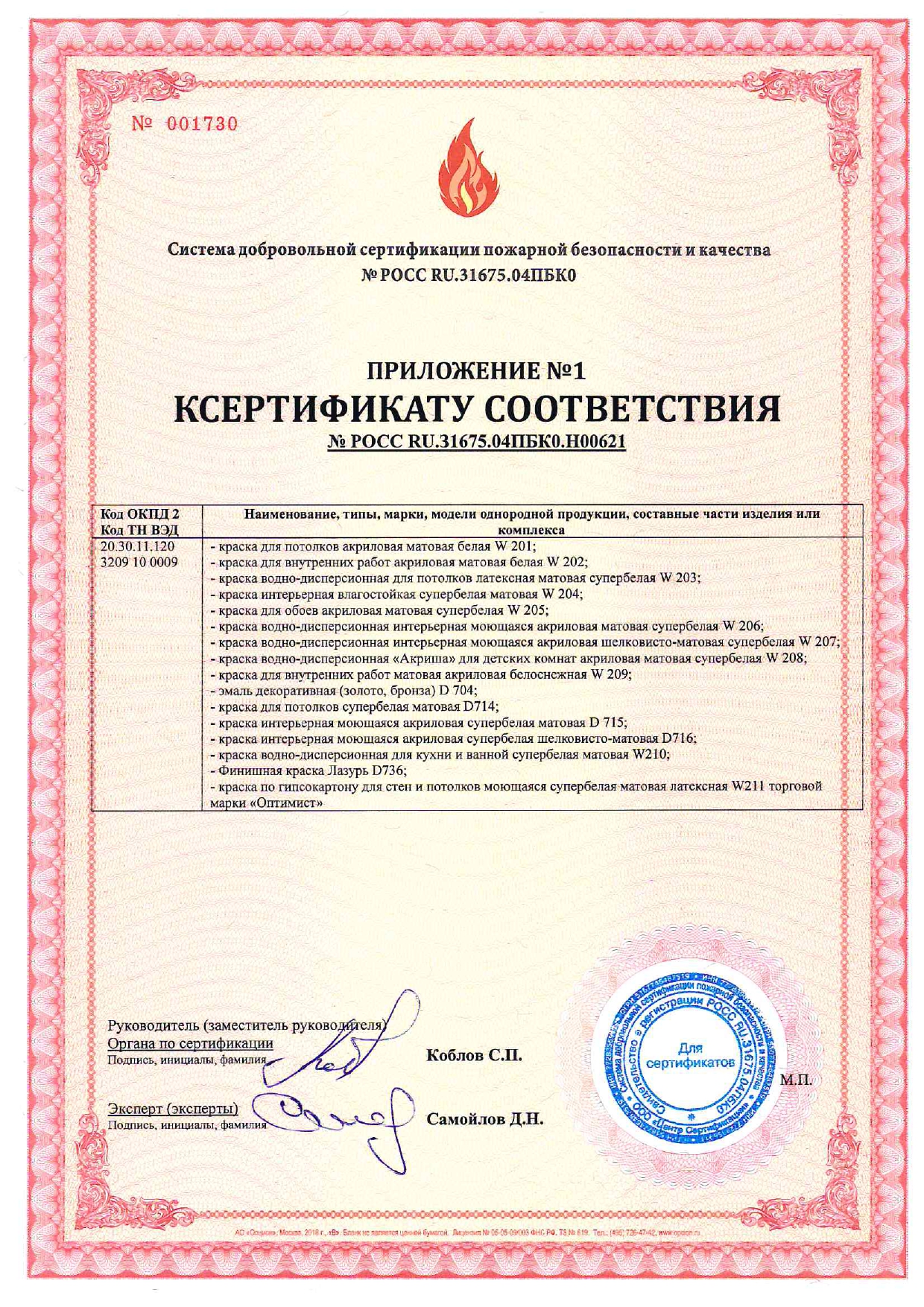 Пожарный сертификат на краску Тиккурила
